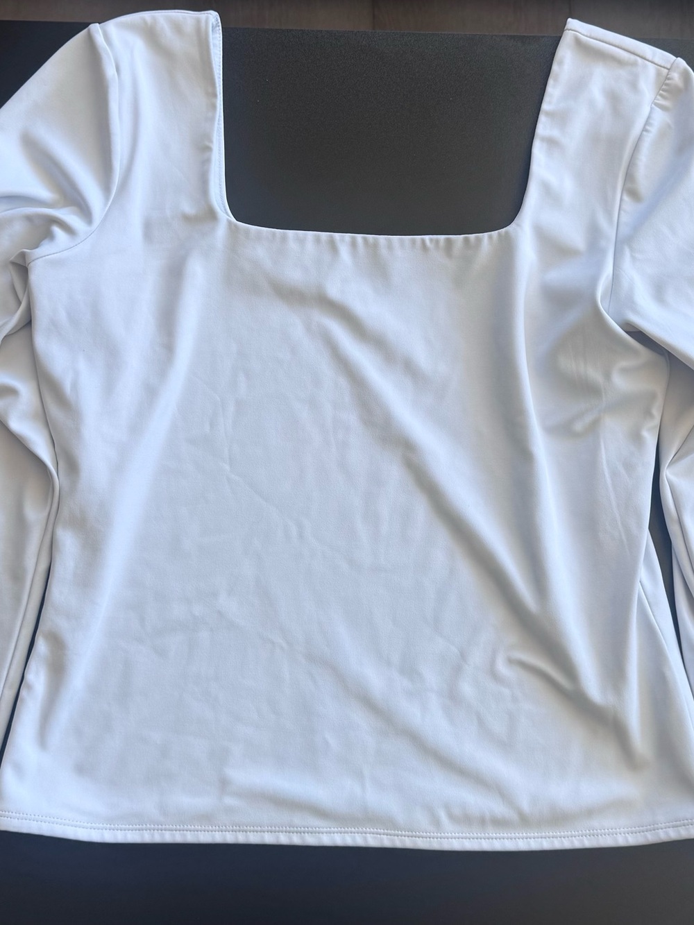 Classic White Square-Neck Body Couture Long Sleeve Shirt